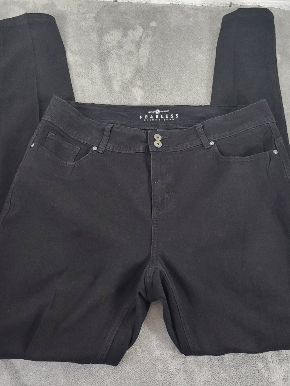Ashley Stewart Fearless Womens 18 Tall Black Skinny Jeans Stretch Denim SKI14E